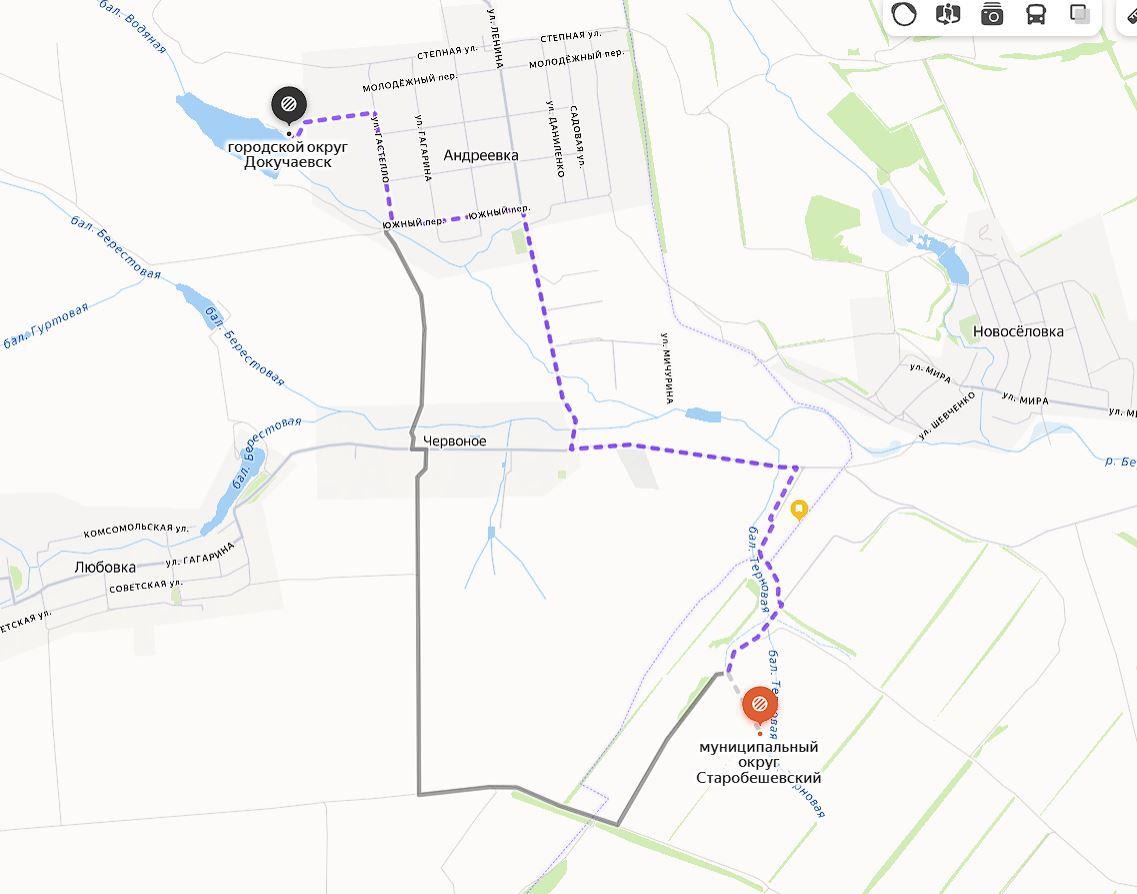 Путь от ставка балки Терновая до ставка балки Водяная