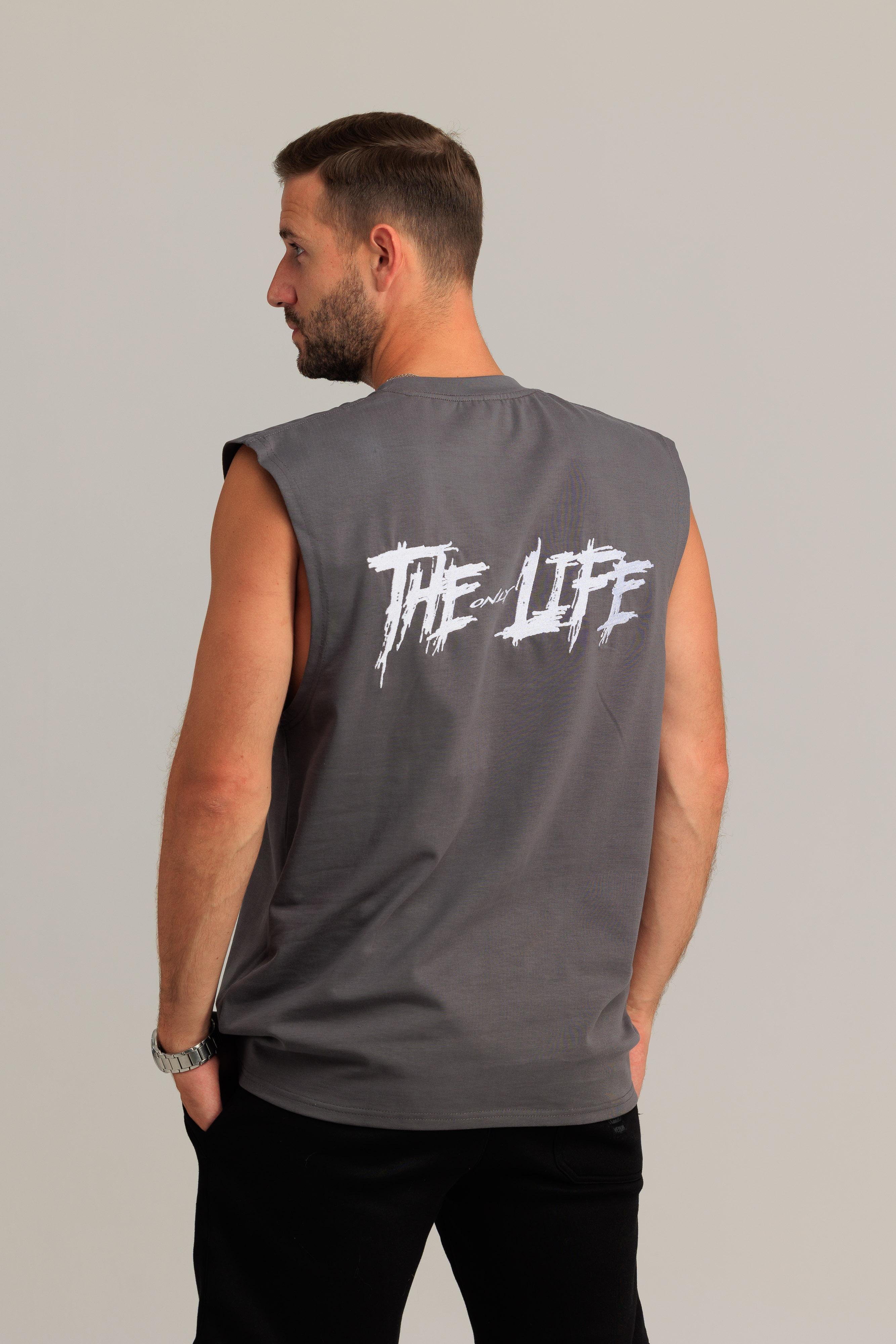 Худи индиго THE ONLY LIFE с белой вышивкой