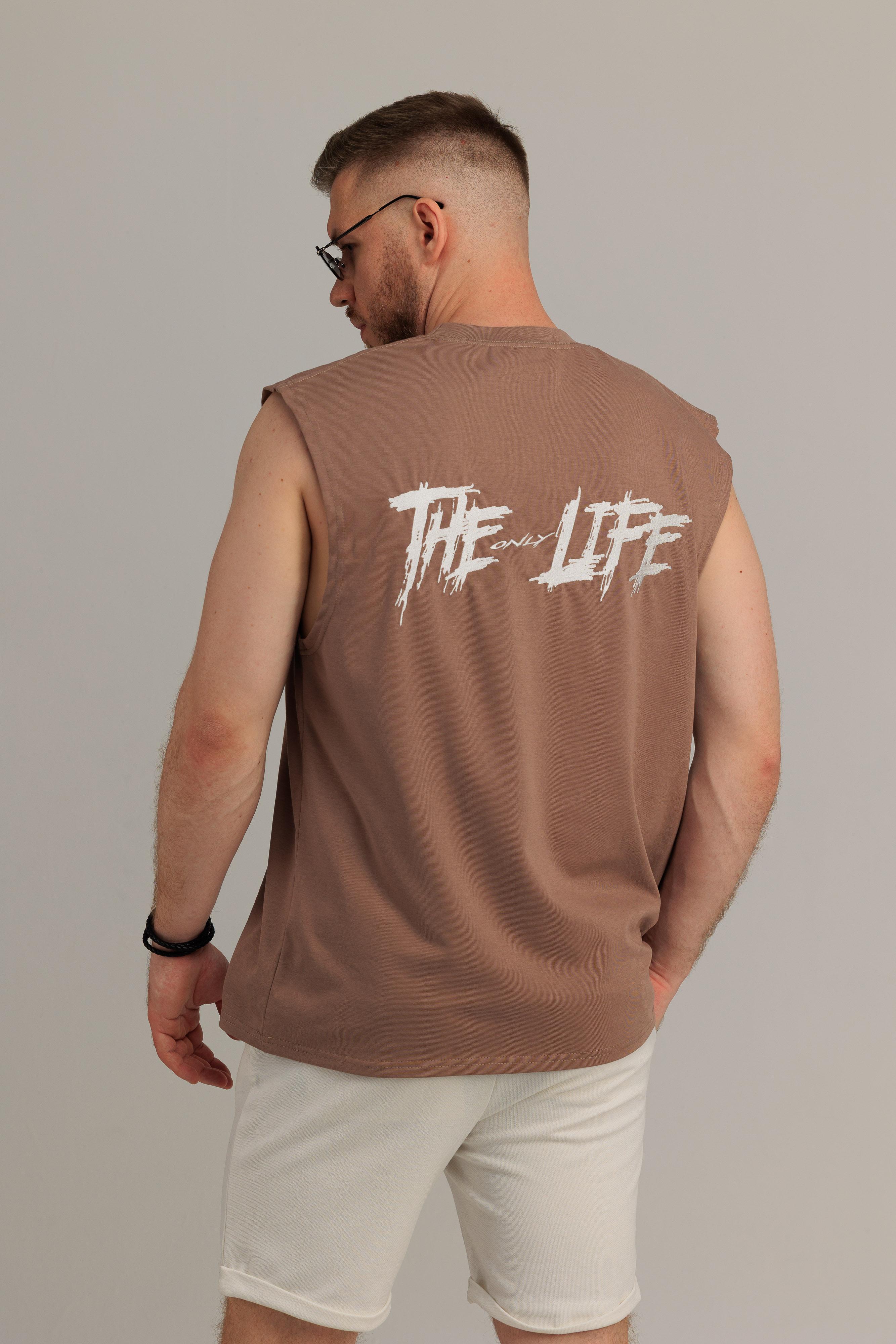 Худи индиго THE ONLY LIFE с белой вышивкой