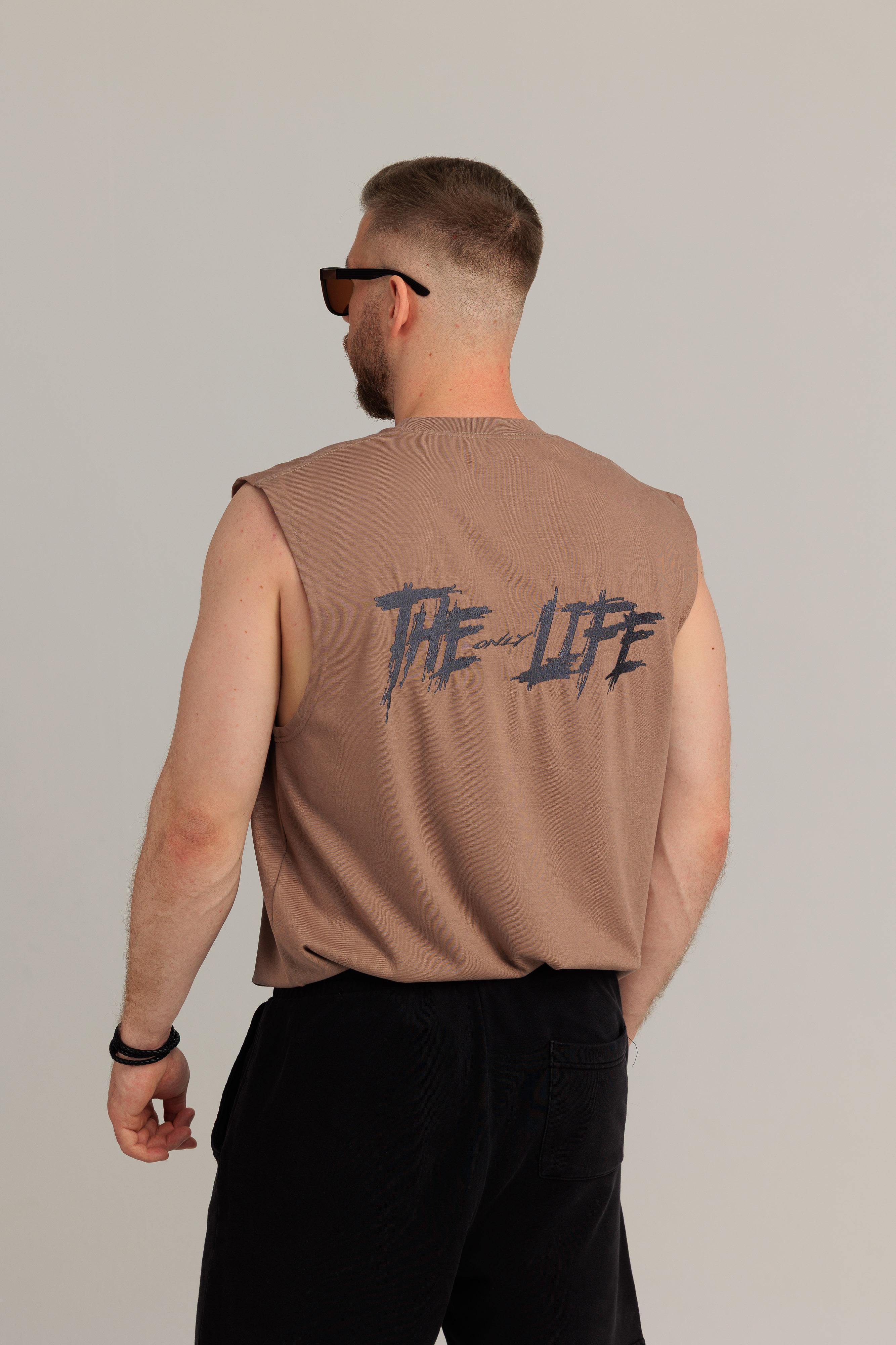 Индиго худи THE ONLY LIFE с оранжевой вышивкой