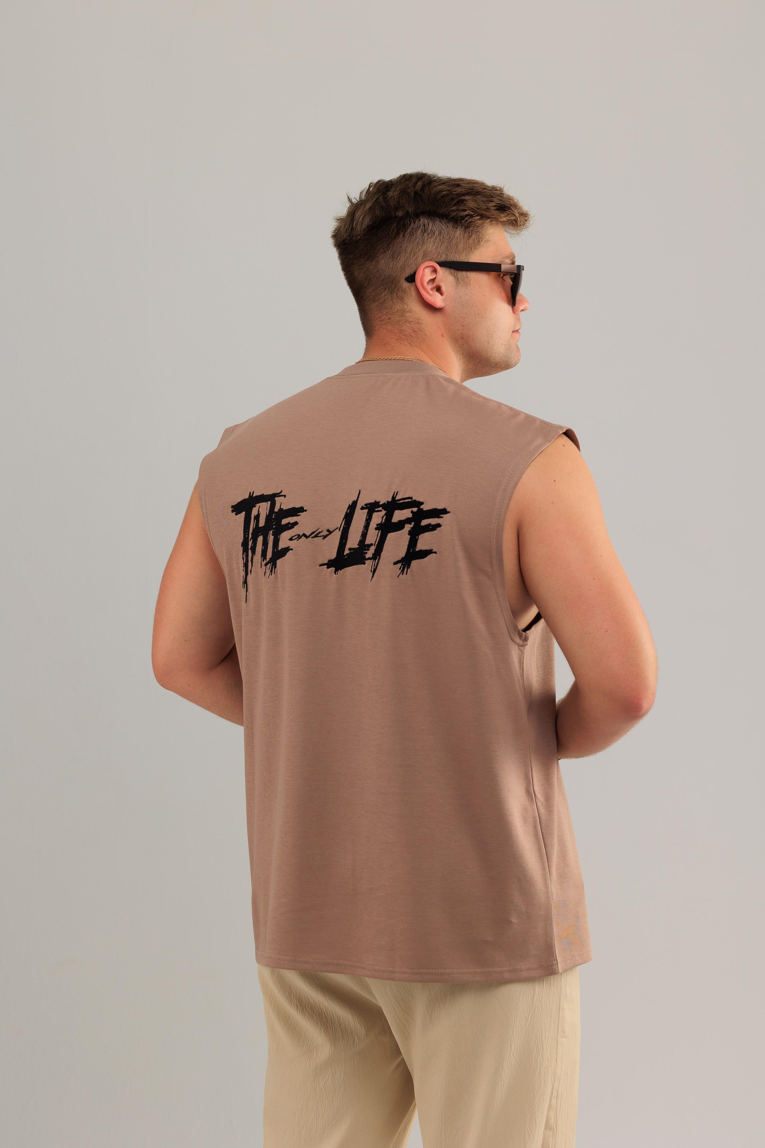 Чёрное худи THE ONLY LIFE с белой вышивкой