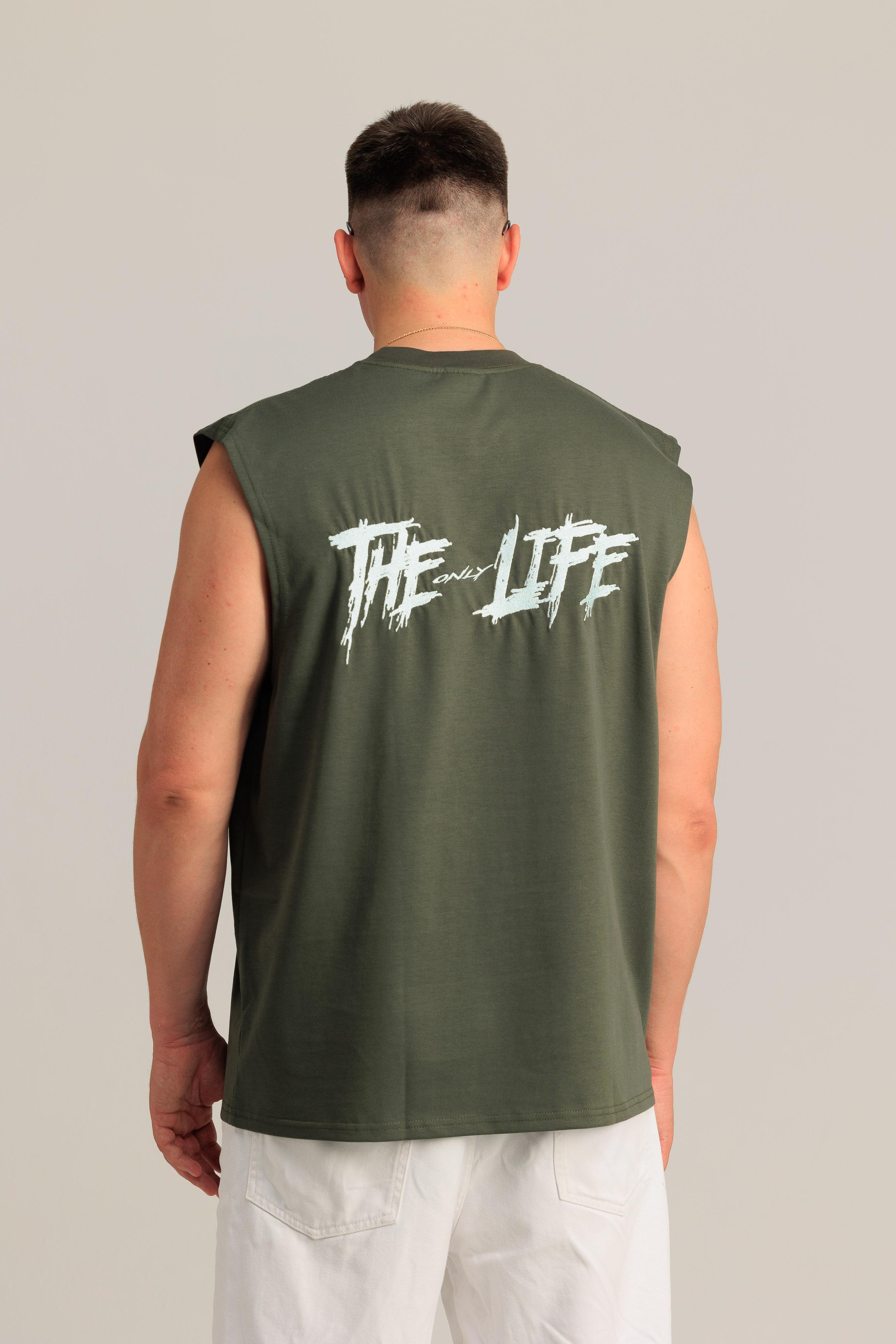 Индиго худи THE ONLY LIFE с оранжевой вышивкой