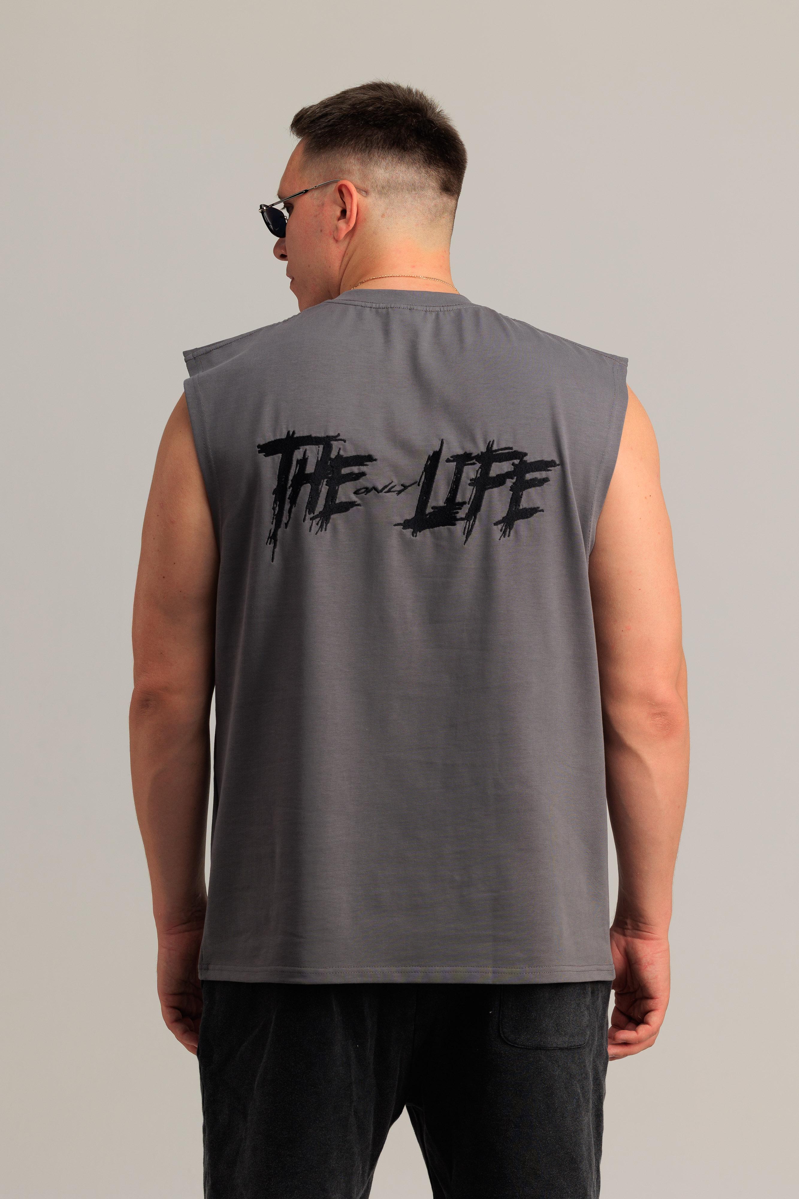 Чёрное худи THE ONLY LIFE с белой вышивкой