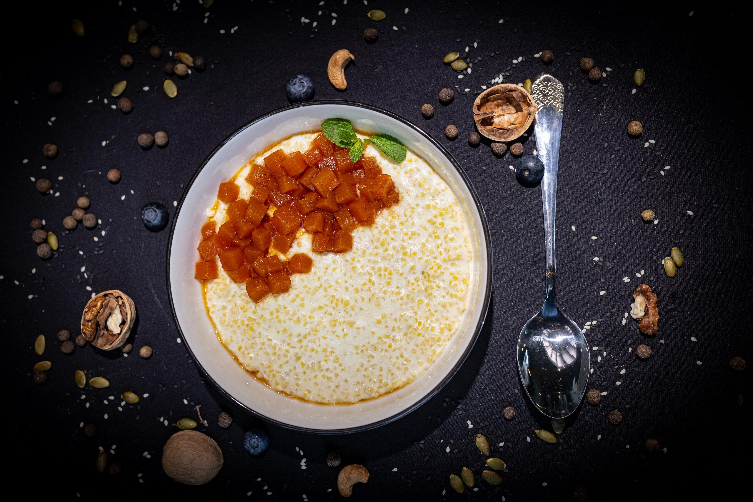 Сливочная пшённая каша с карамелизированной тыквой