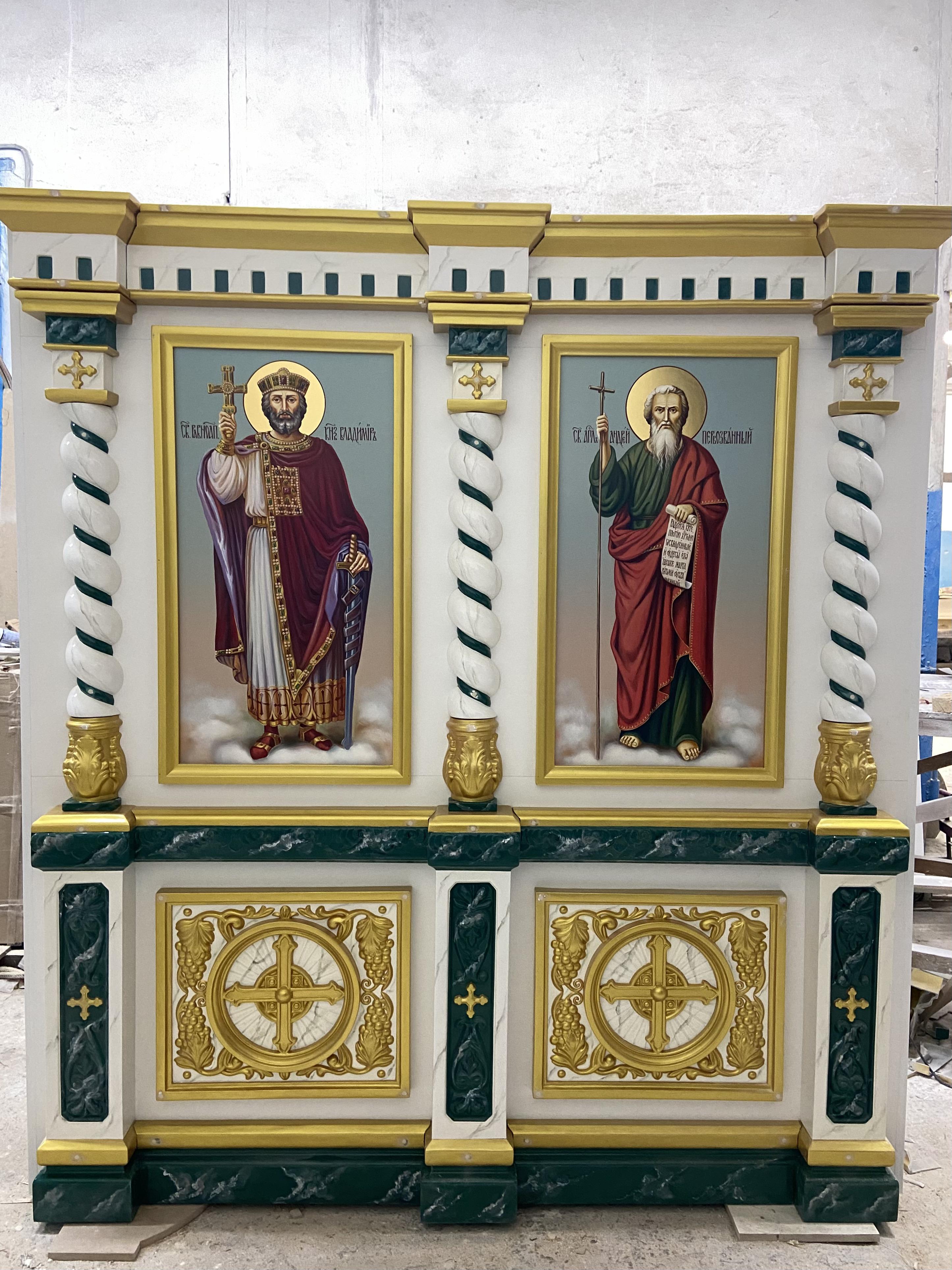 Киот стеклопластик, с иконой, двойной, под камень