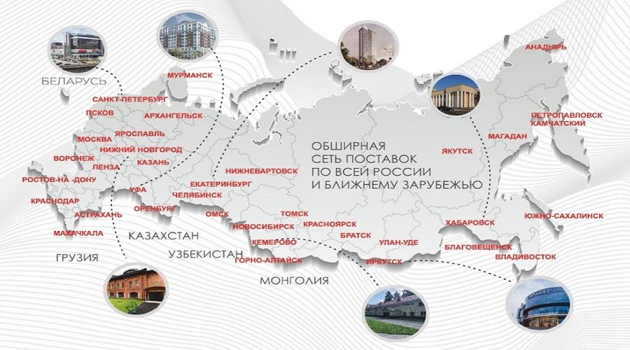 Карта поставок пожаростойких труб AntiFire по России