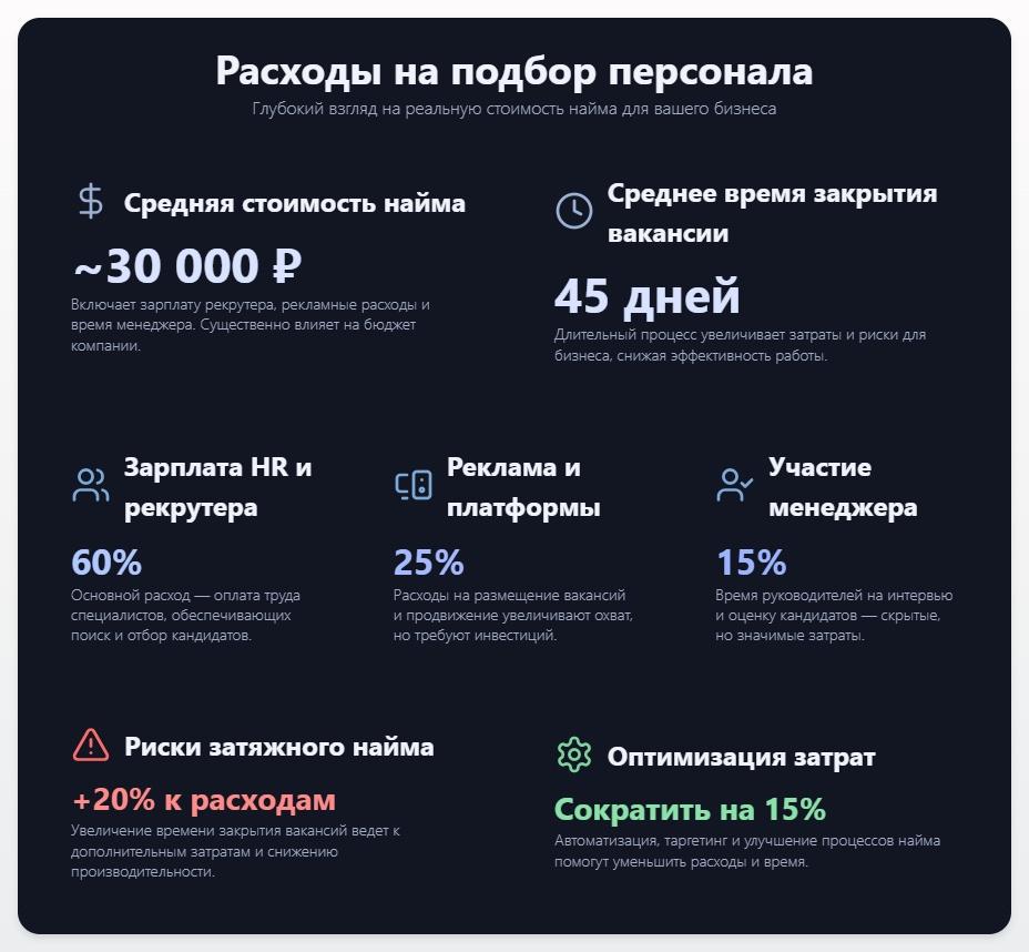 схема Расходы на подбор персонала