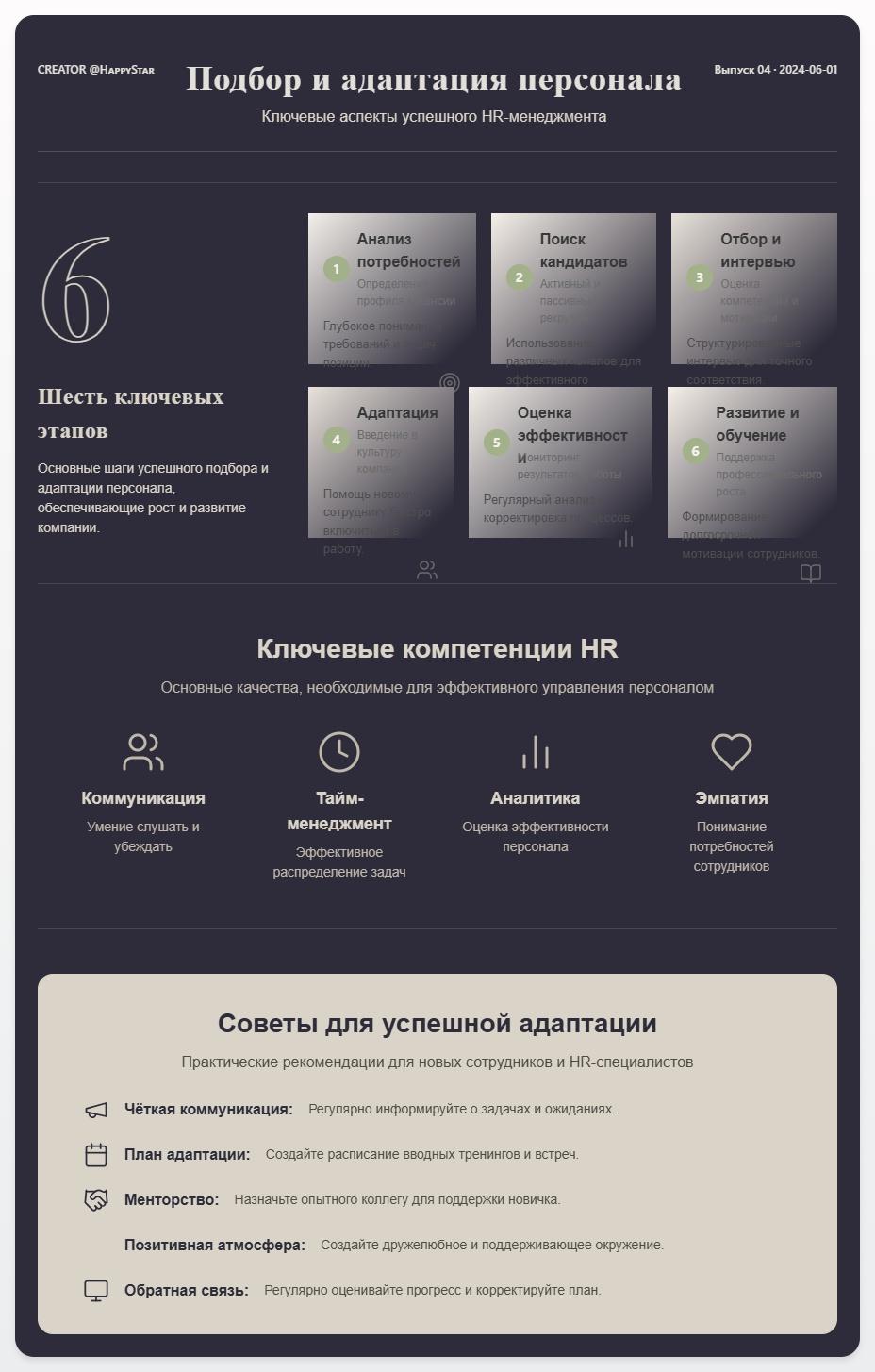 схема Подбор и адаптация персонала: ключевые аспекты успешного HR-менеджмента