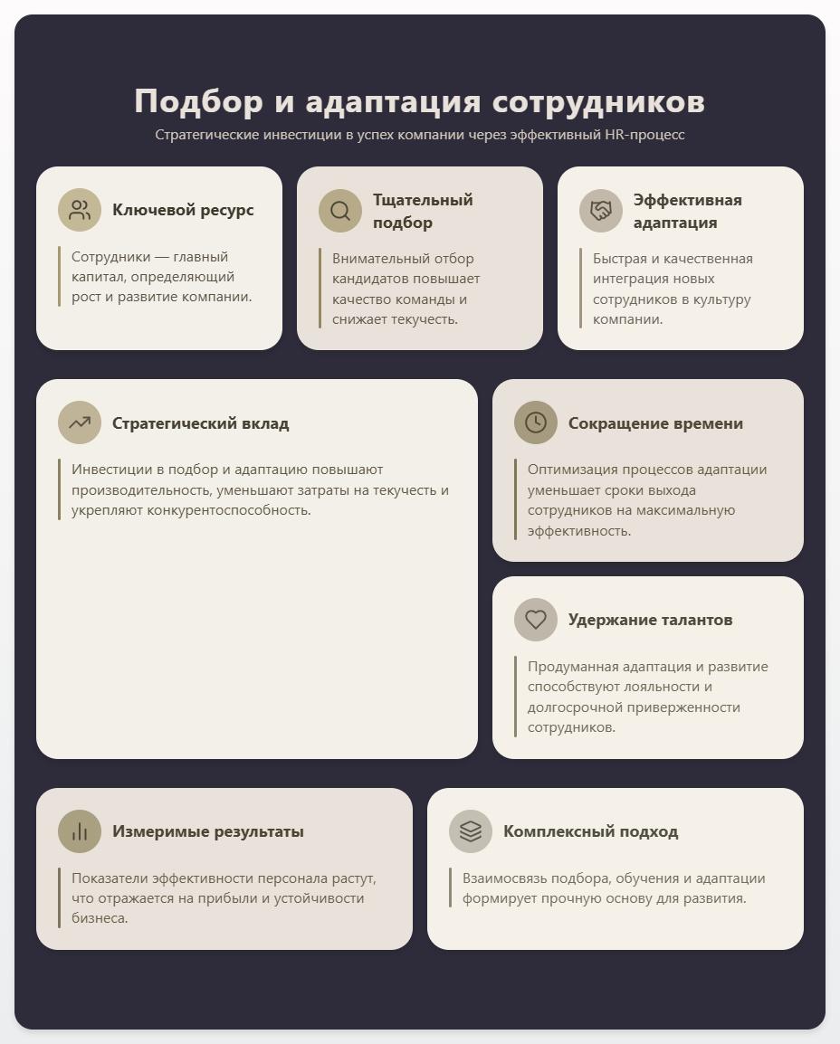 схема Подбор и адаптация сотрудников