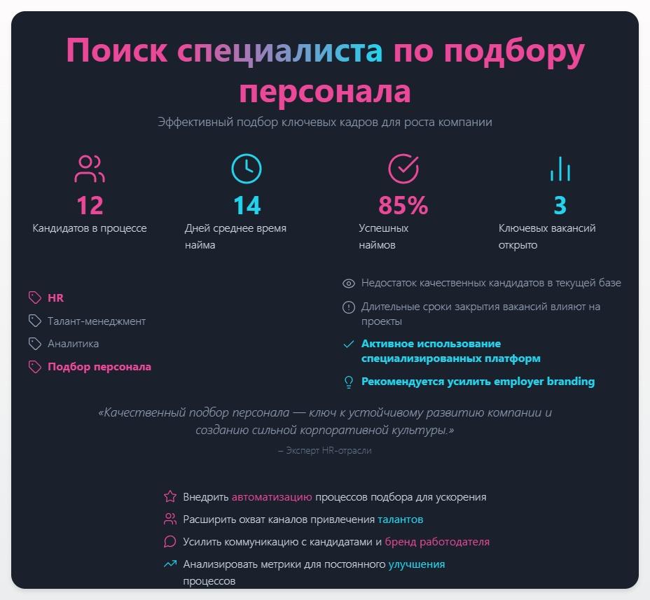 схема Поиск специалиста по подбору персонала
