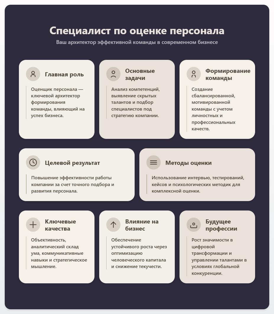 схема Специалист по оценке персонала