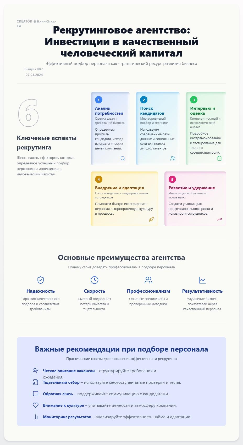 схема Рекрутинговое агентство по подбору персонала