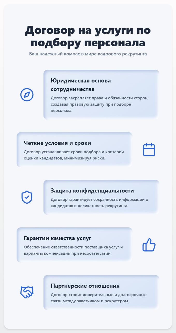 схема Договор на услуги по подбору персонала