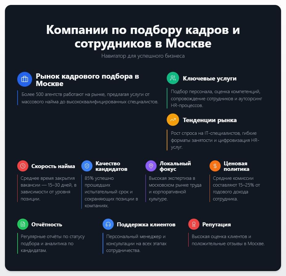 схема Компании по подбору кадров и сотрудников в Москве