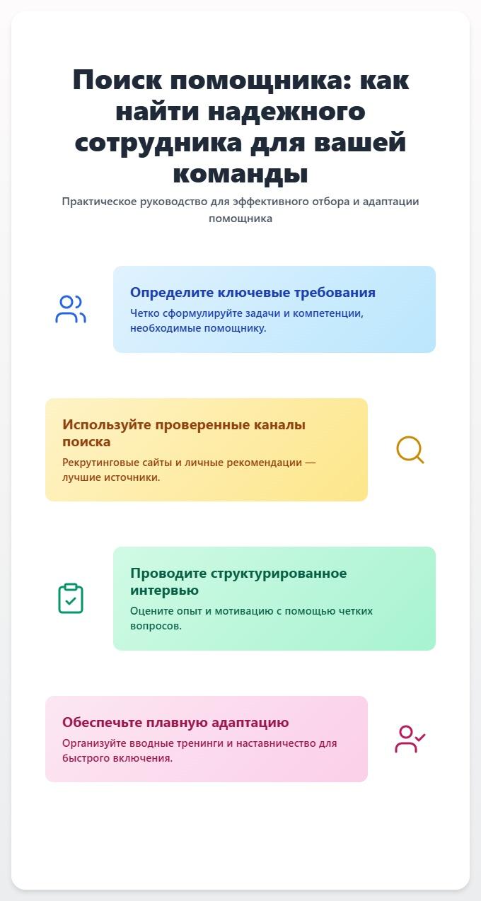 схема Поиск помощника: как найти надежного сотрудника для вашей команды