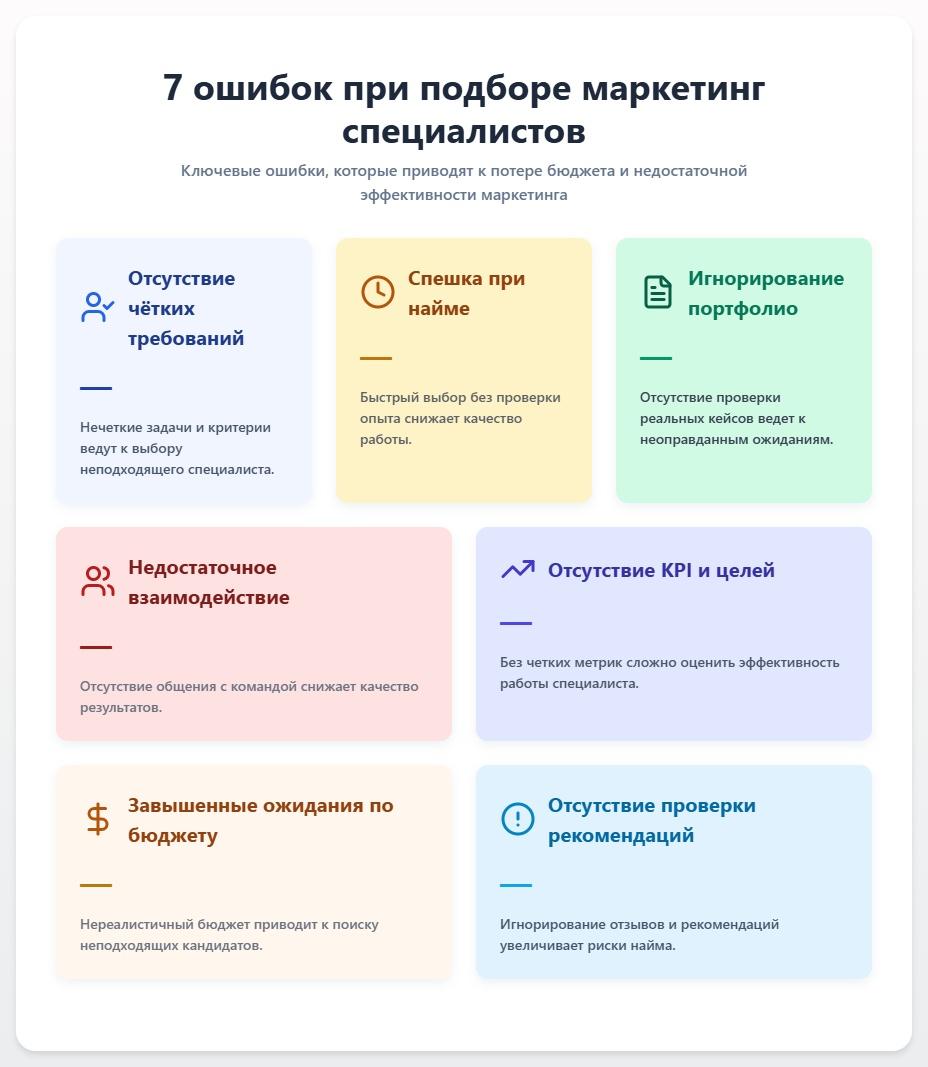 схема 7 ошибок при подборе маркетинг-специалистов, которые стоят вашего бюджета 