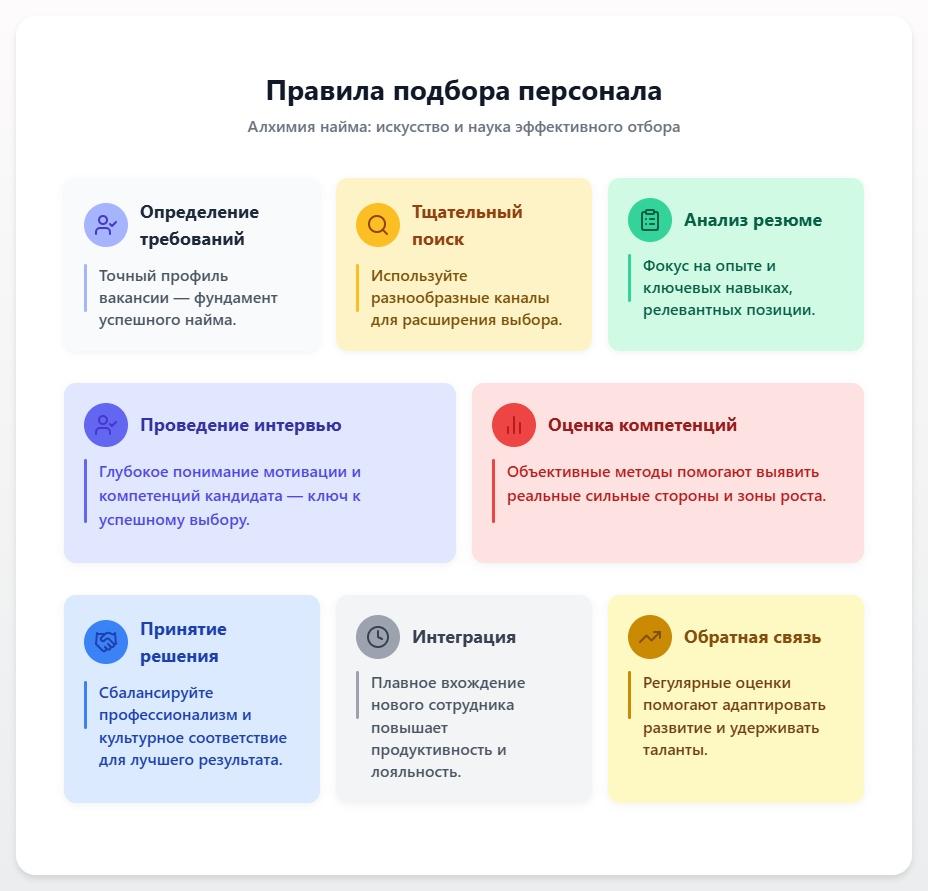 схема Правила подбора персонала