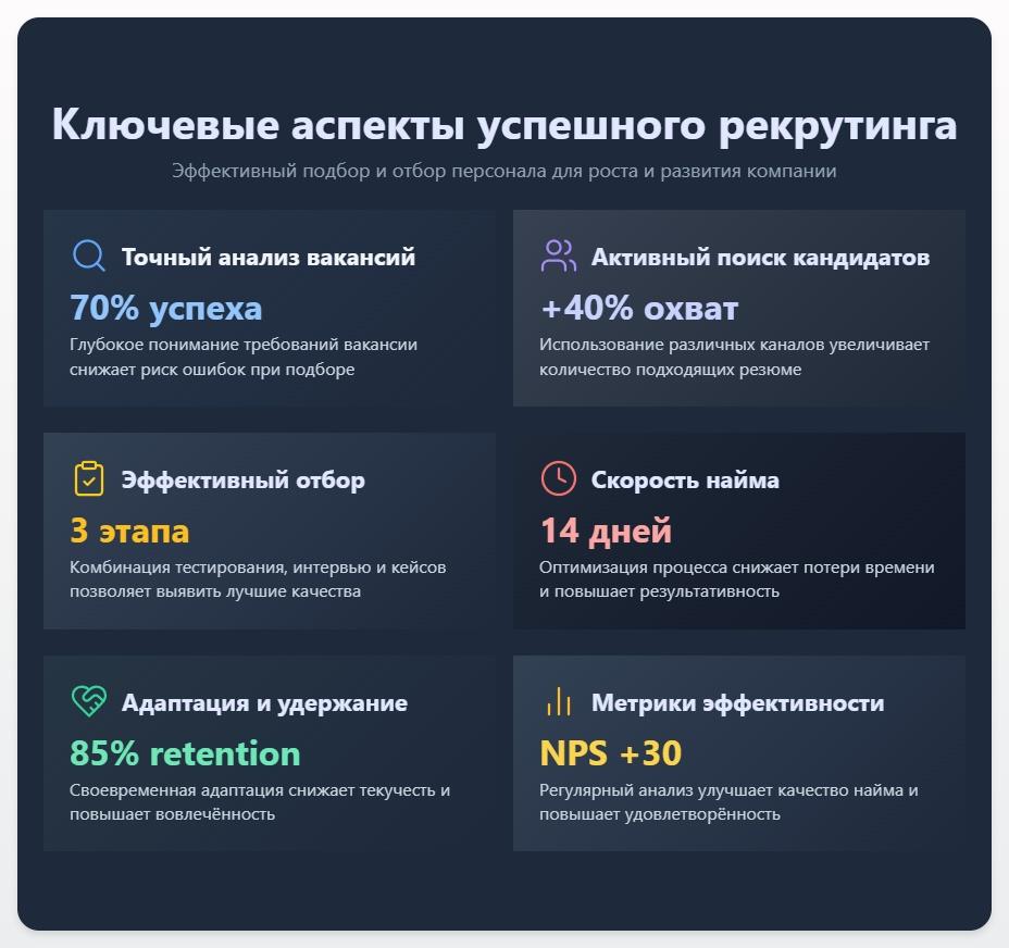 схема Подбор и отбор персонала: ключевые аспекты успешного рекрутинга