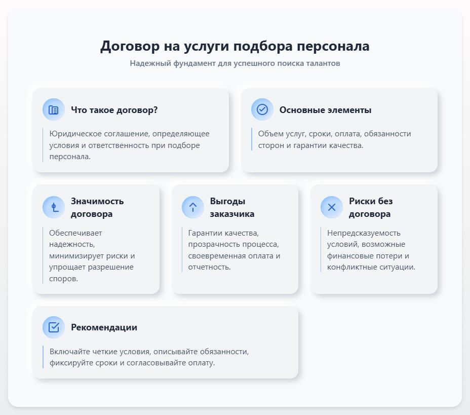 схема Договор на услуги подбора персонала