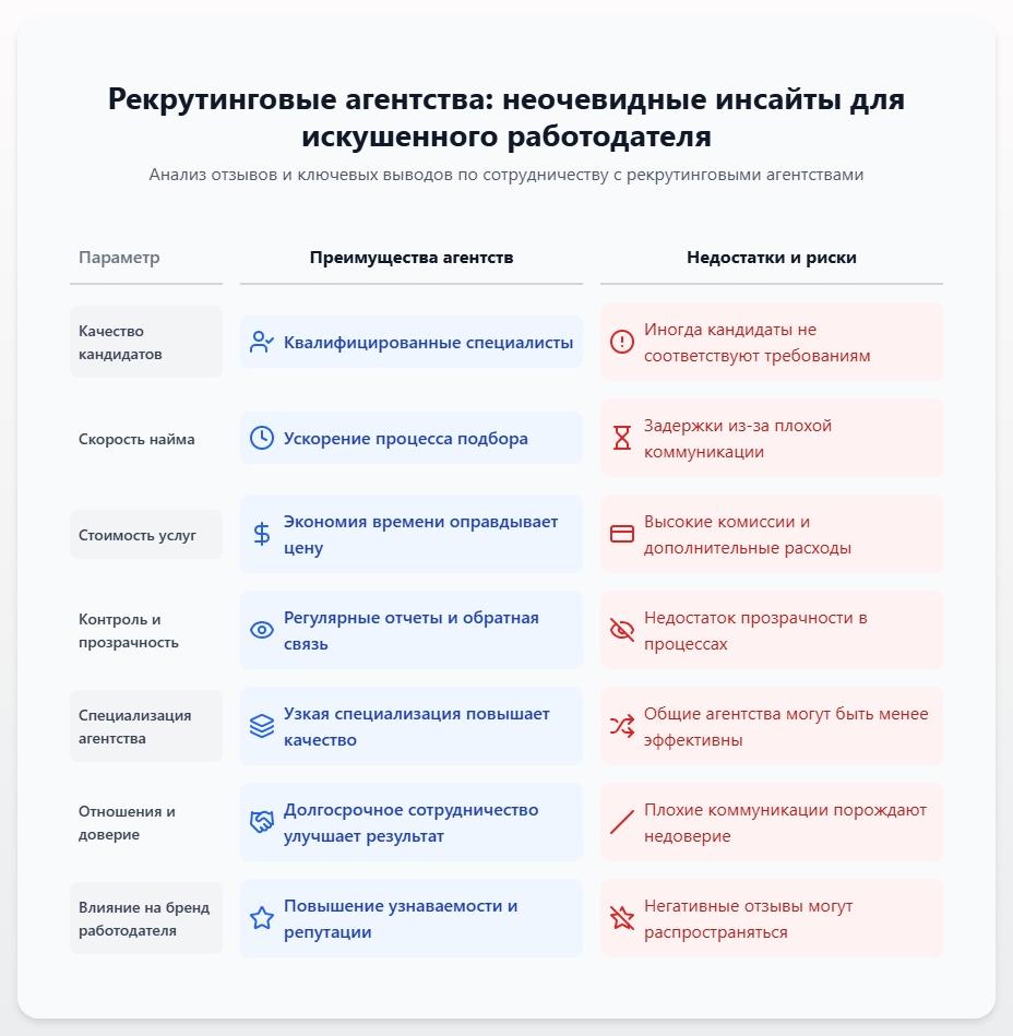 схема Отзывы о рекрутинговых агентствах