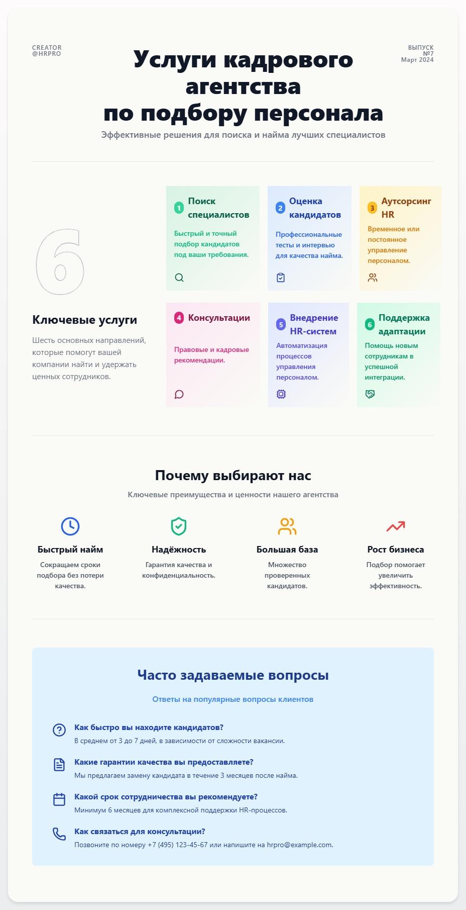 схема Услуги кадрового агентства по подбору персонала