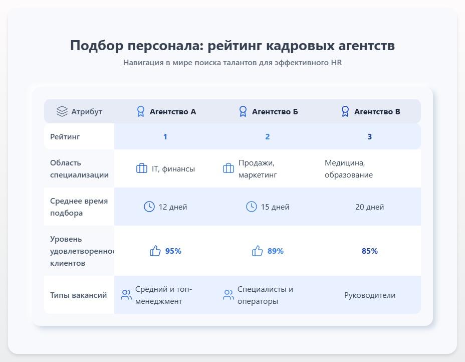 схема Подбор персонала – рейтинг кадровых агентств