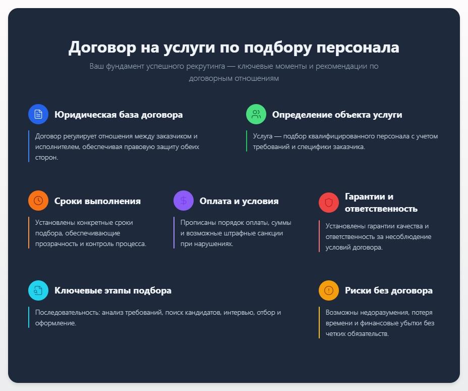 схема Договор на услуги по подбору персонала