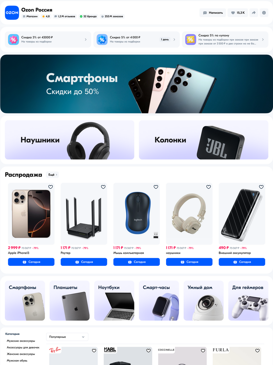 Работы по оформлению магазина на Озон