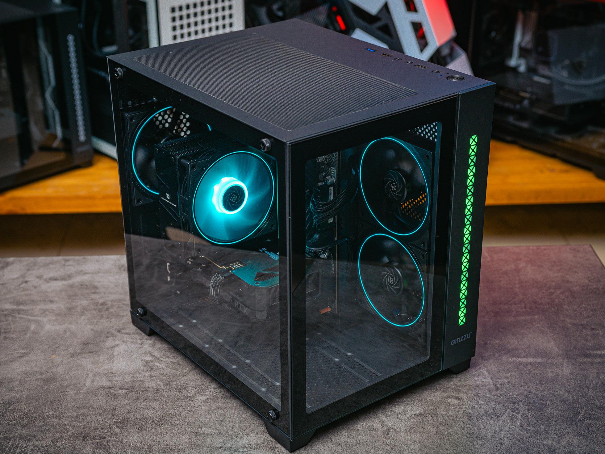 Игровой компьютер в корпусе Ginzzu V120 Black на базе процессора Intel core i5 -13400F и видеокартой RTX 4060 Ti в Custom shop