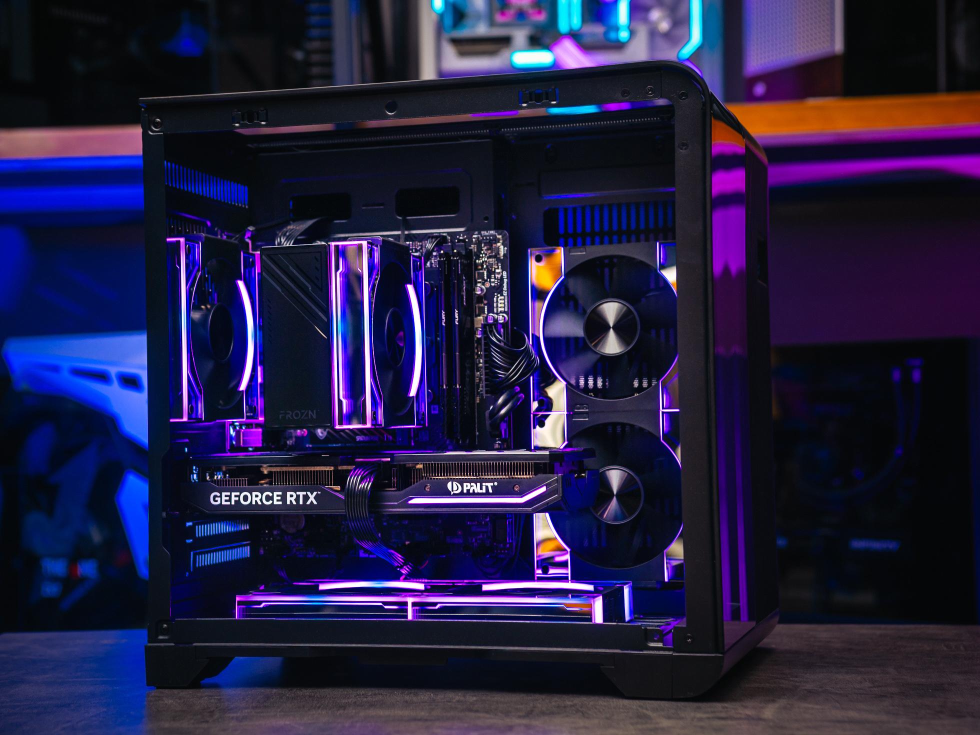 Мощный игровой компьютер в корпусе Geometric Future Model 5 Black/Yellow/Green: процессор Intel Core i9-13900K и видеокарта MSI GeForce RTX 4080 Gaming X Trio с подсветкой RGB и эффективным охлаждением