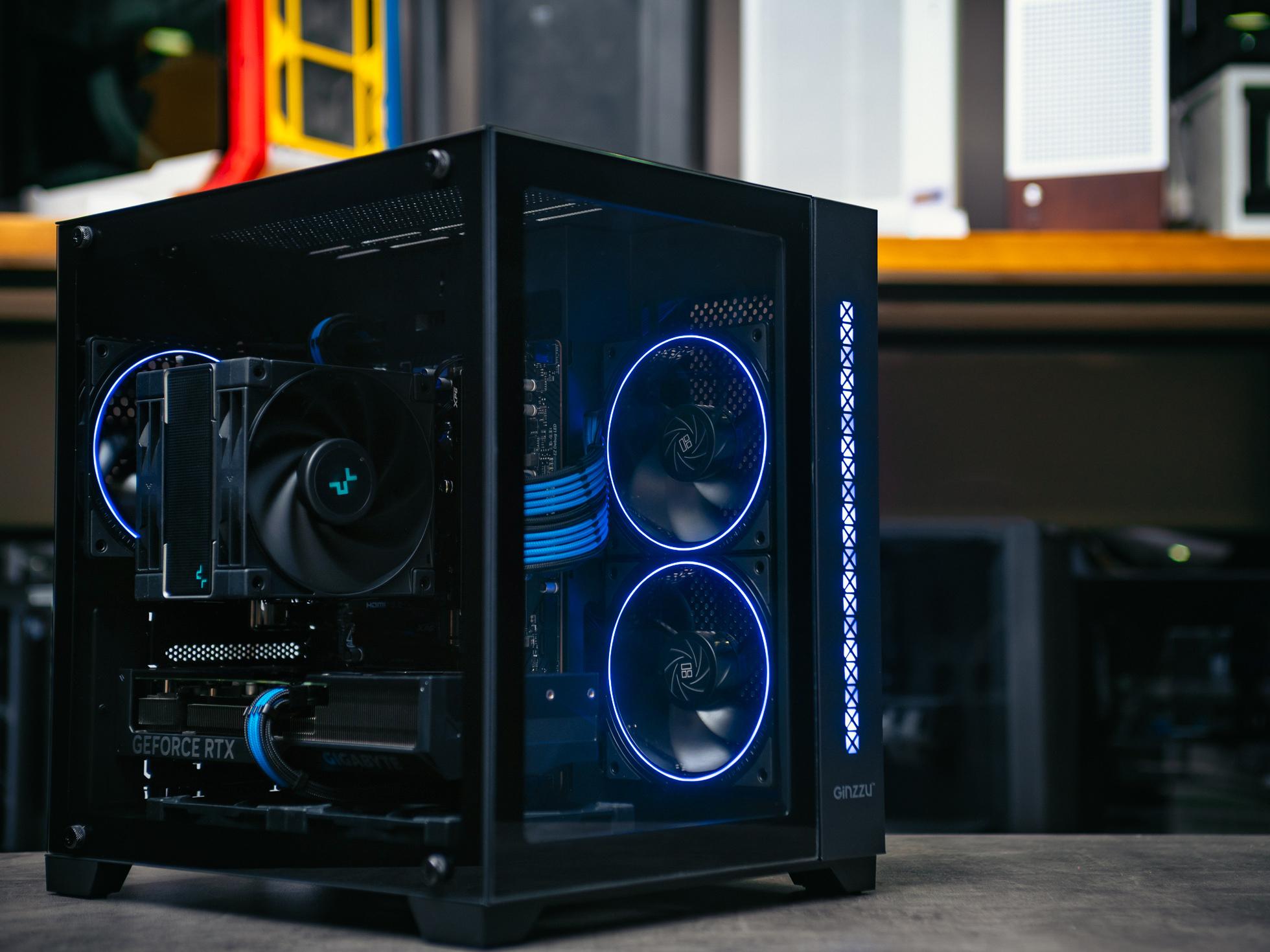 Мощный игровой компьютер в корпусе Geometric Future Model 5 Black/Yellow с процессором Intel Core i9-13900K и видеокартой NVIDIA GeForce RTX 4080 в Custom Shop