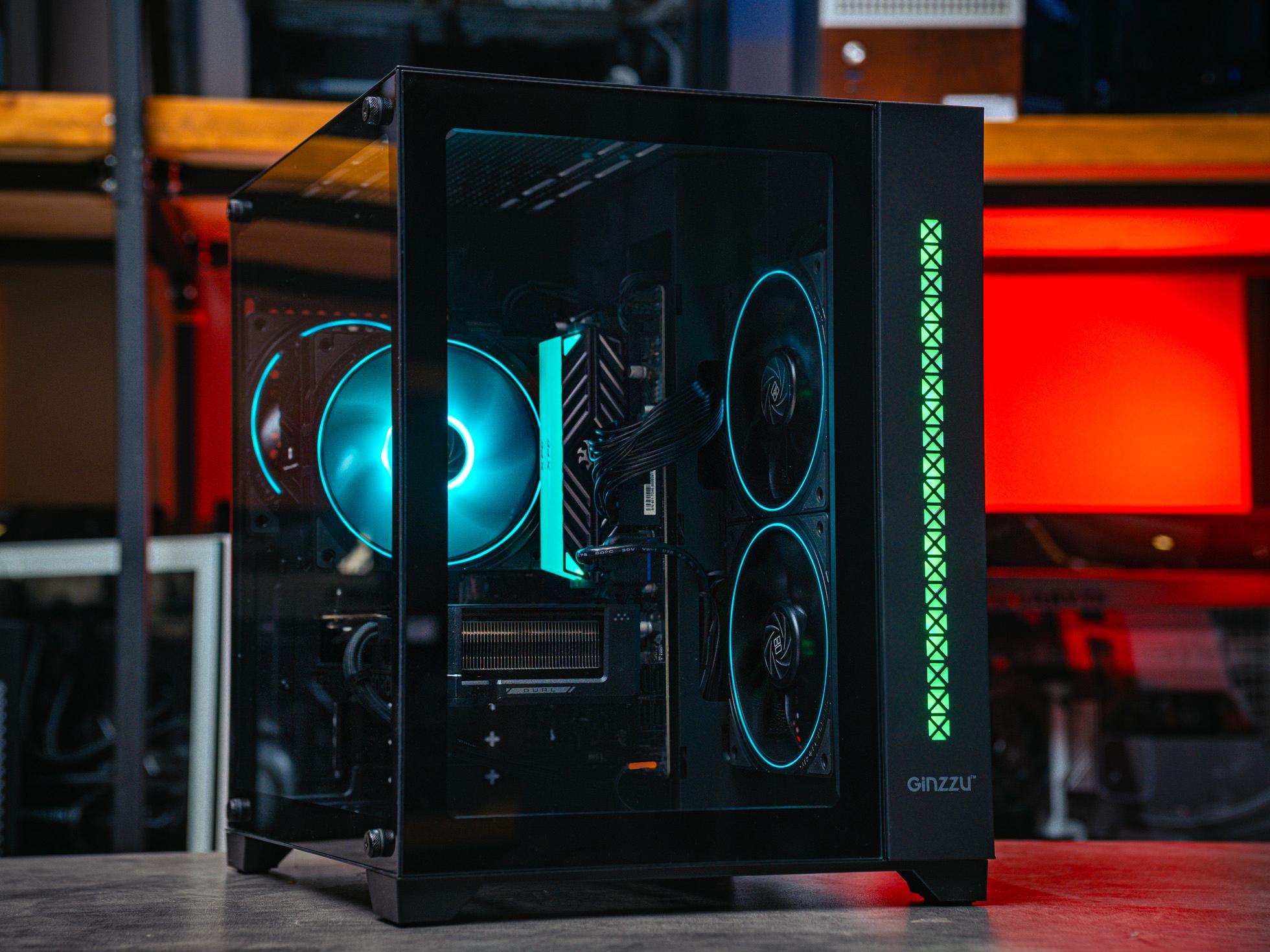 Игровой компьютер в корпусе Ginzzu V120 Black на базе процессора Intel core i5 -13400F и видеокартой RTX 4060 Ti в Custom shop