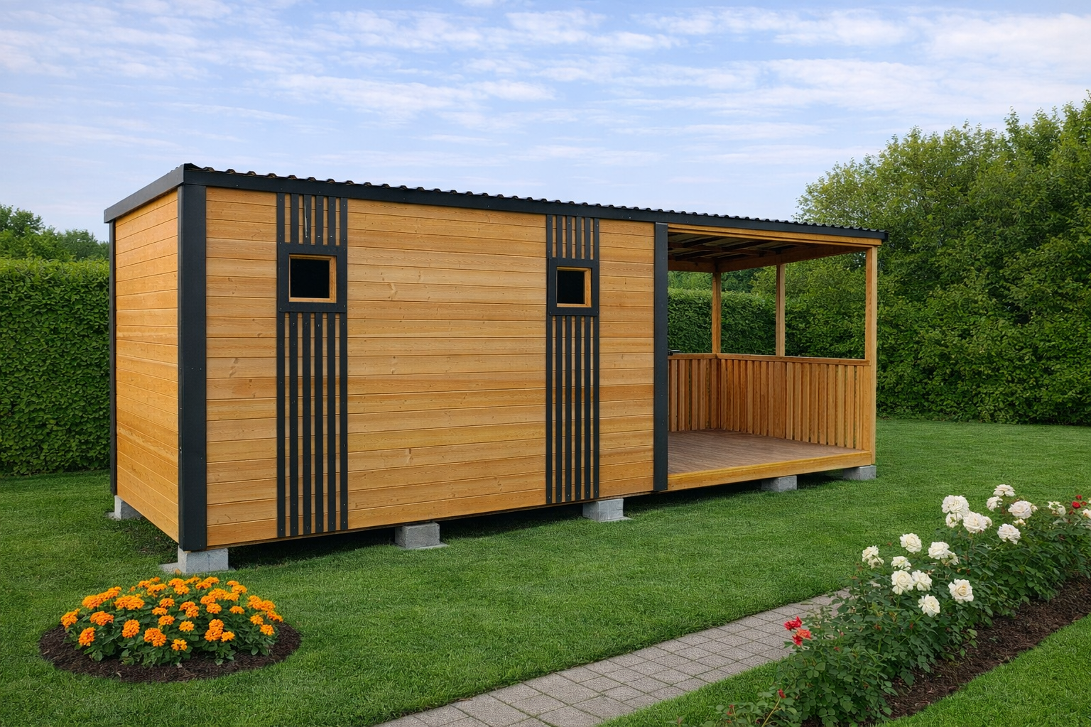 Баня 6x6  с верандой