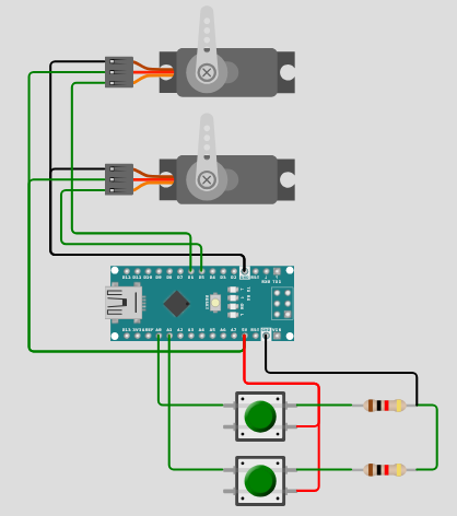 Arduino управление сервомоторами через  кнопки