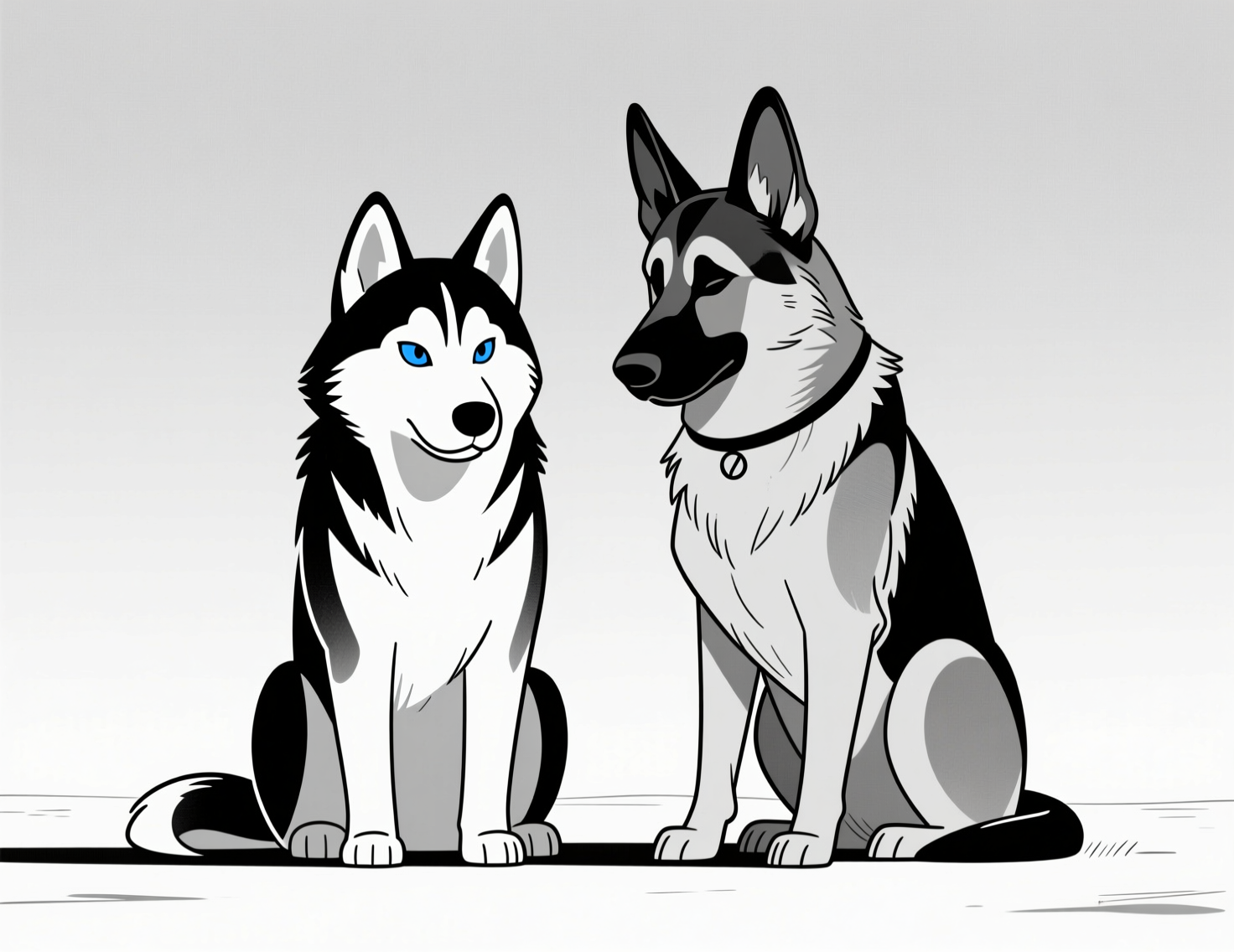 Хаски и немецкая овчарка, символ любви к домашним животным