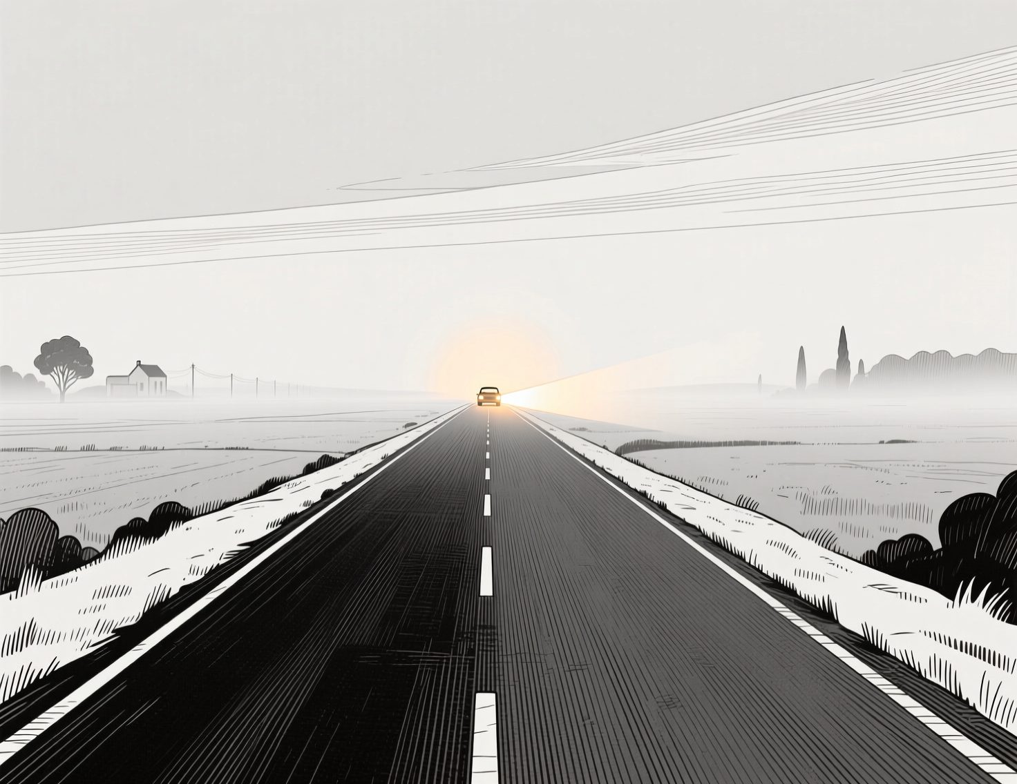 Пустая дорога с далёким светом фар — символ круглосуточной службы вывоза умерших животных, уже в пути к вам