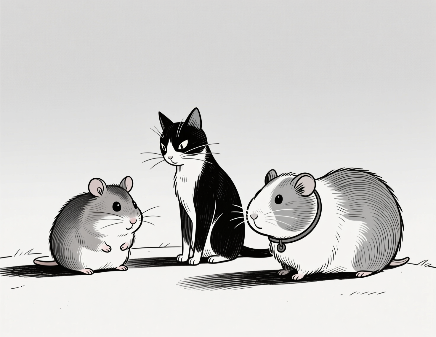 Хомяк, кошка и морская свинка — домашние питомцы