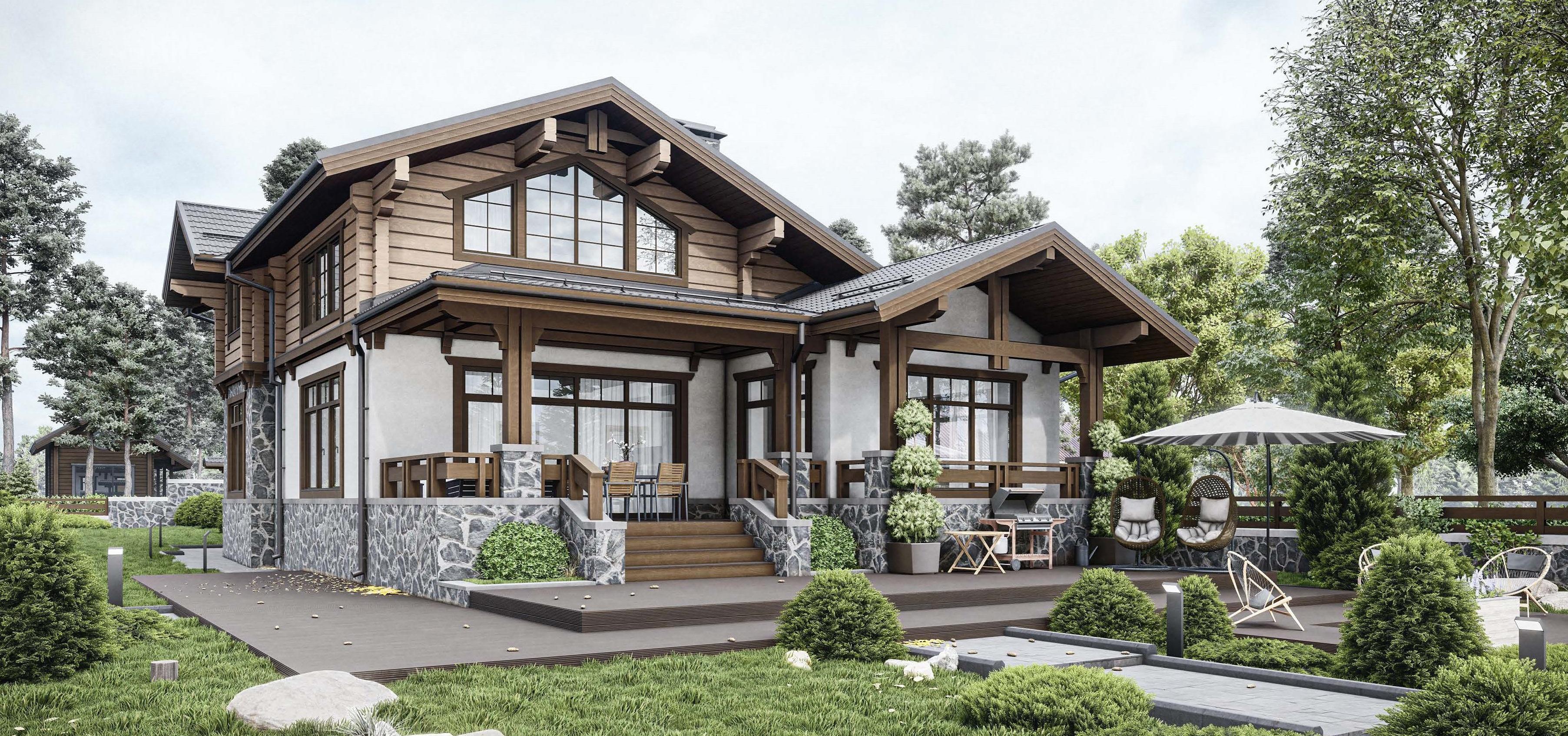 Двухэтажный жилой дом из клеёного бруса сечением 205х275(h)мм и керамических блоков 380 мм. Двухэтажный жилой дом из клеёного бруса сечением 205х275(h)мм и керамических блоков 380 мм.