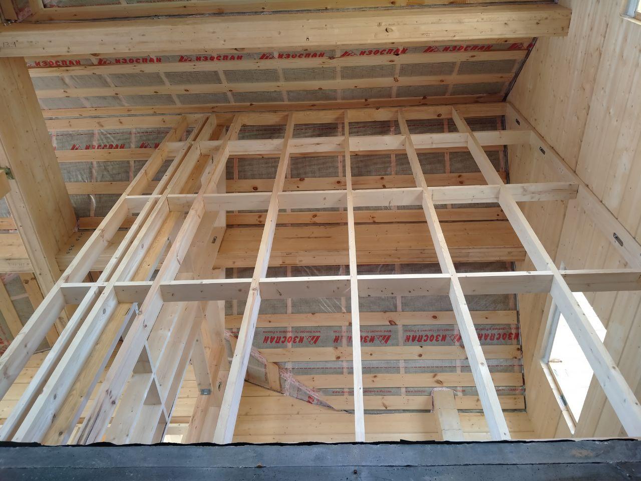 Монтаж каркасных перегородок в доме из клеёного бруса.