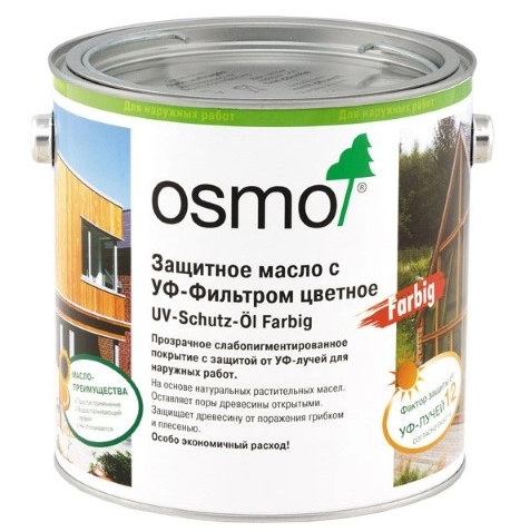 Масло для наружных работ OSMO цветное.