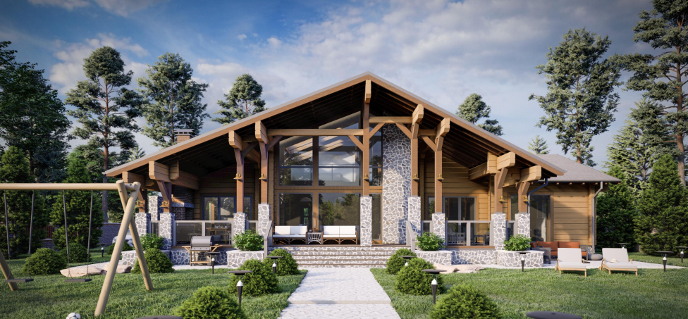 БАУПРОФИС | Жилой двухэтажный дом из клеёного бруса площадью 275 м2.