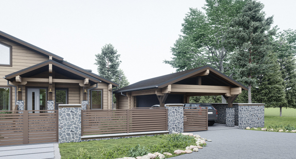 БАУПРОФИС | Навес автомобильный из клеёного бруса НАКБ-60