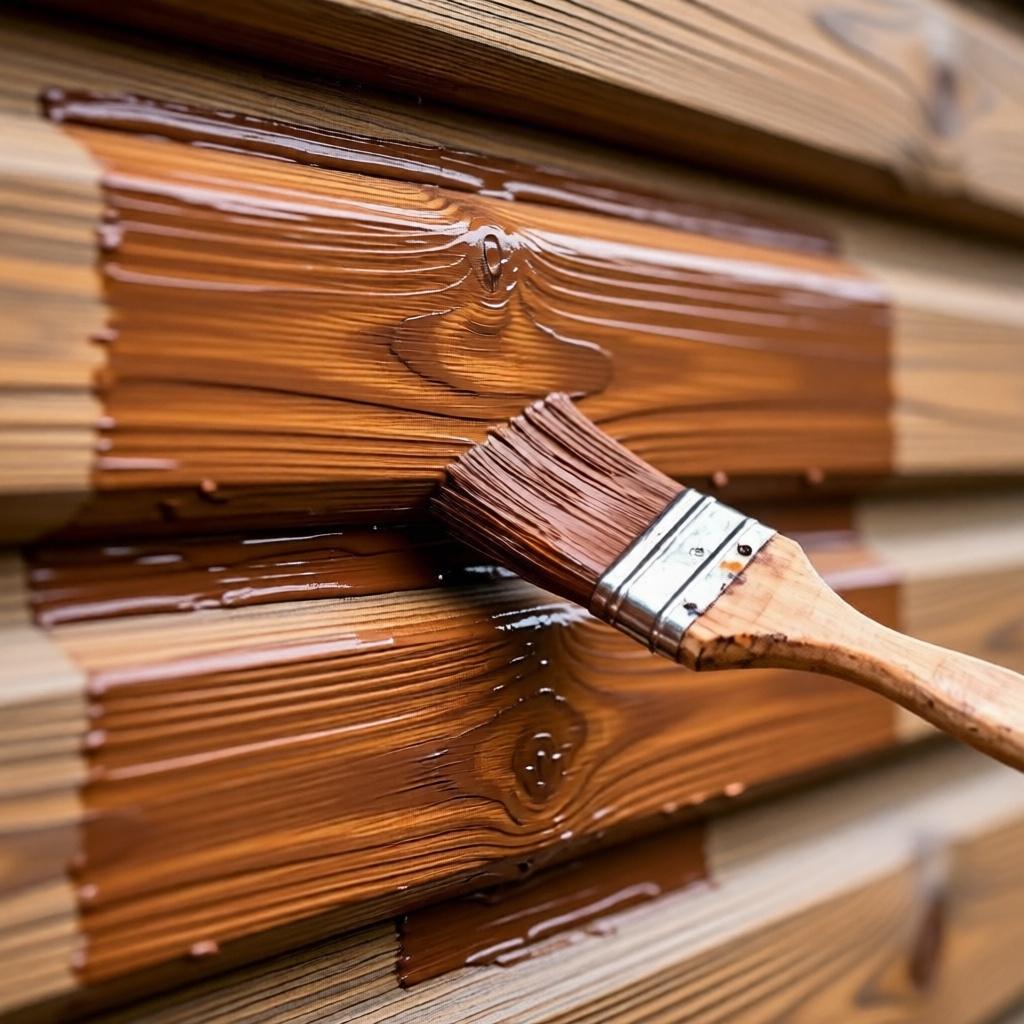 Перекрашивание дома из клеёного бруса.