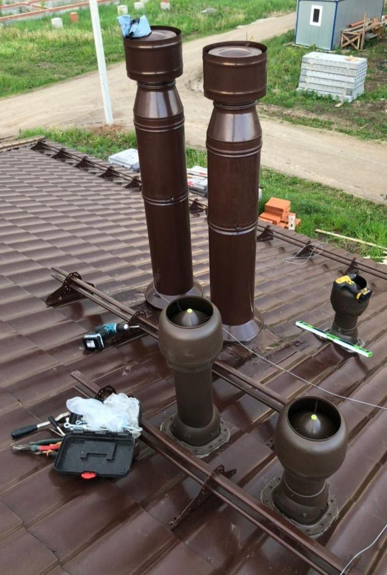 Монтаж вентиляционных проходных элементов и газовой вентиляции.