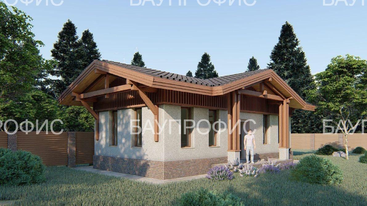 БАУПРОФИС. Одноэтажный жилой дом из керамических блоков площадью 58 м2.