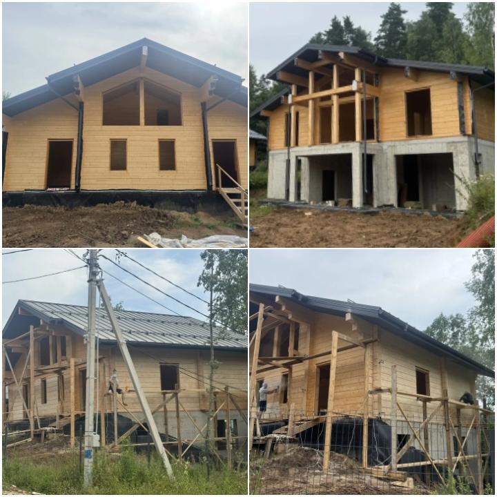 Осмотр домов из клеёного бруса перед началом работ по их внешней покраске.