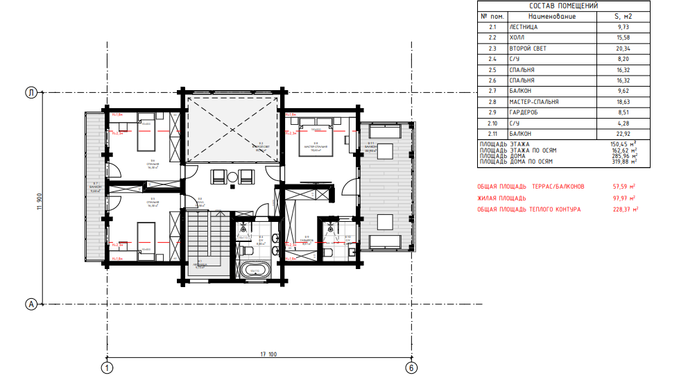 БАУПРОФИС | Жилой двухэтажный дом по комбинированной технологии ДКТ-286