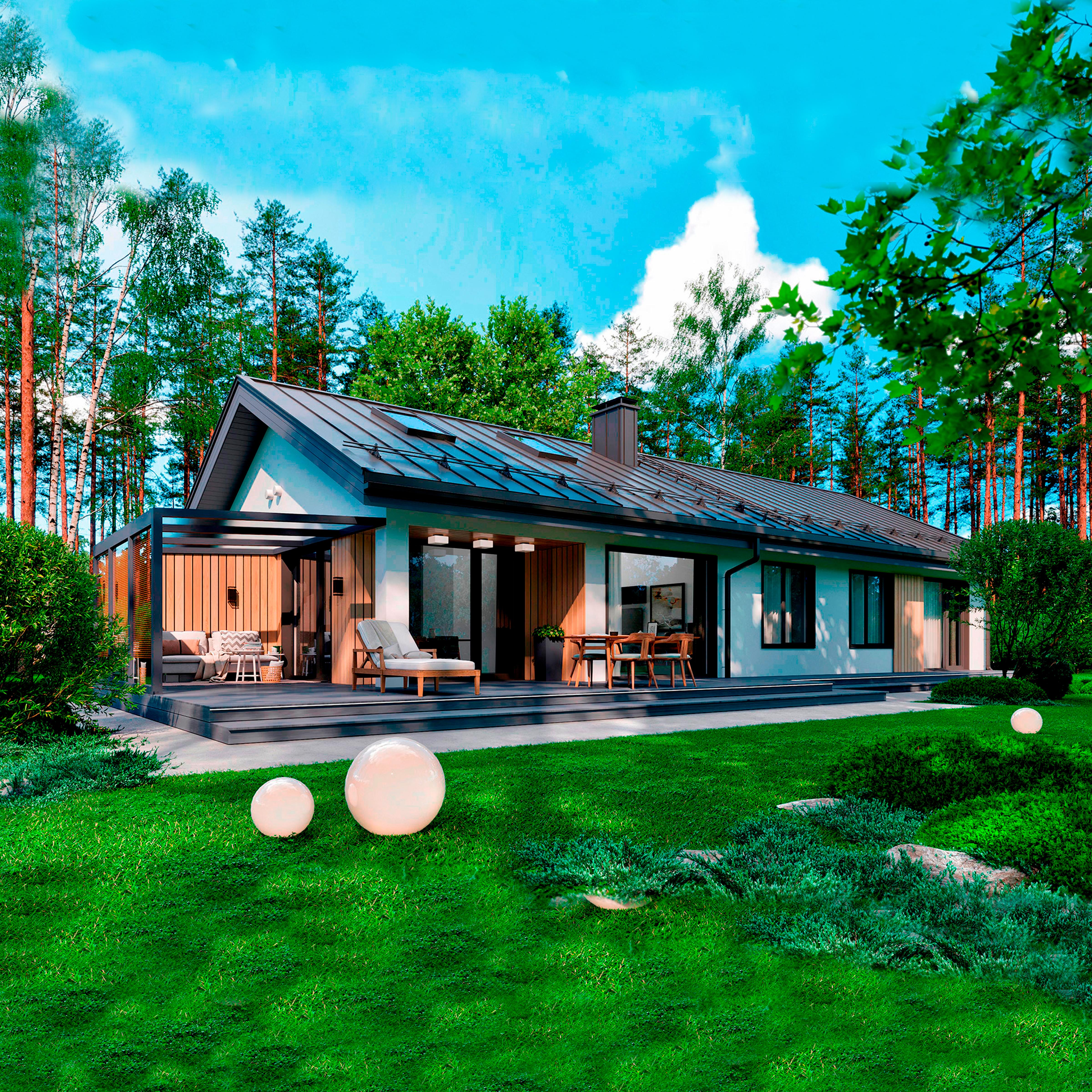 БАУПРОФИС | Одноэтажный жилой дом из керамических блоков площадью 157 м2.