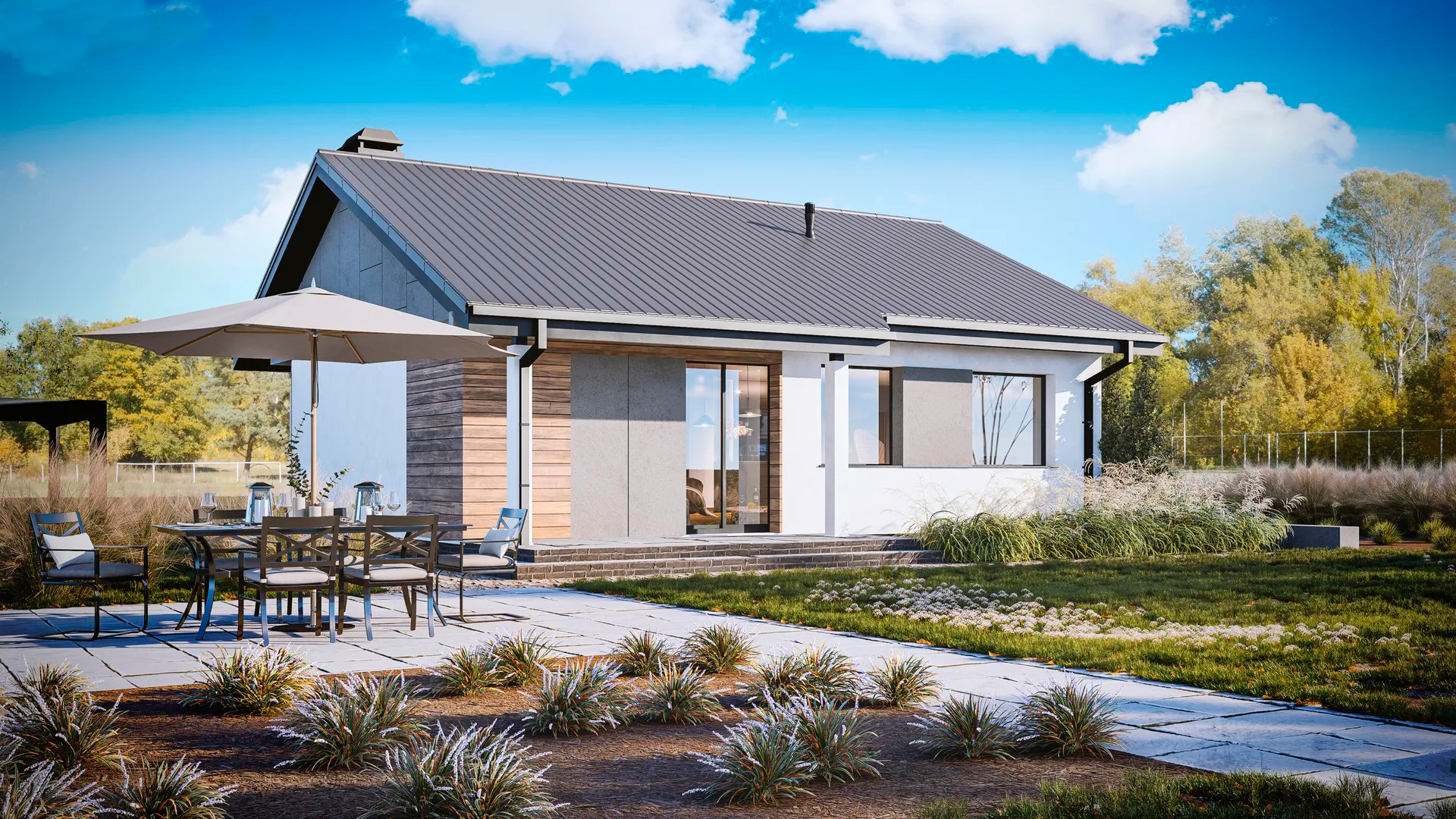 БАУПРОФИС | Одноэтажный жилой дом из керамических блоков площадью 102 м2.