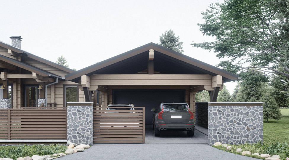 БАУПРОФИС | Навес автомобильный из клеёного бруса НАКБ-60